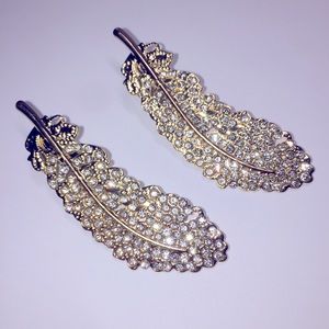 ELEGANT FEATHER RHINESTONE HAIR CLIP